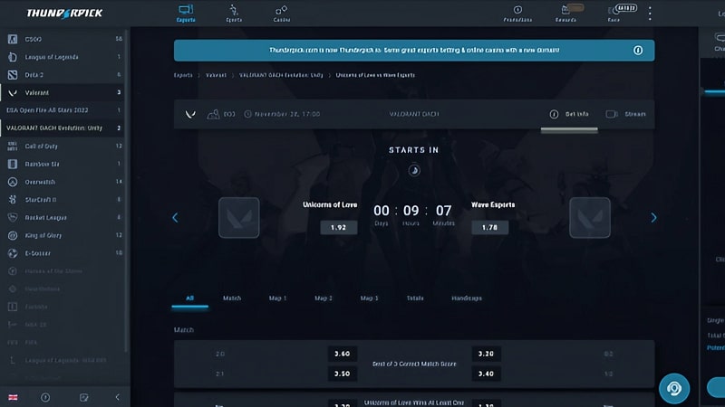 VALORANT Crypto betting at Thunderpick