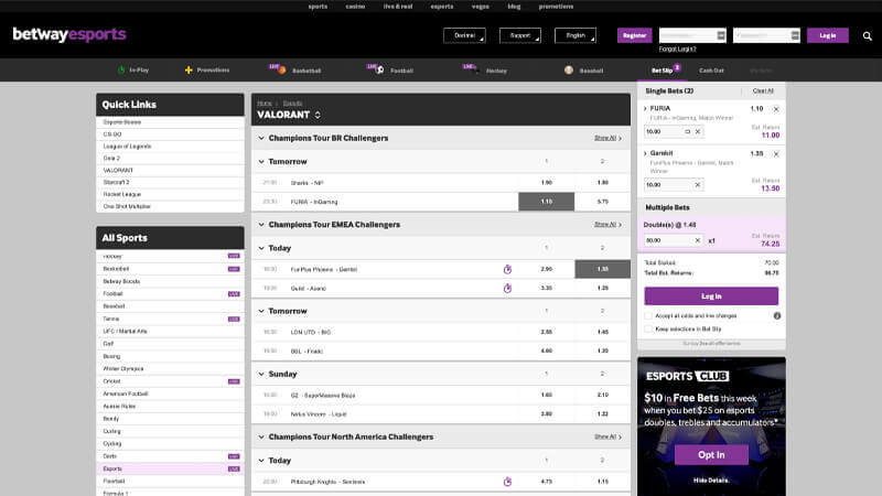 VALORANT suit making a bet on Betway